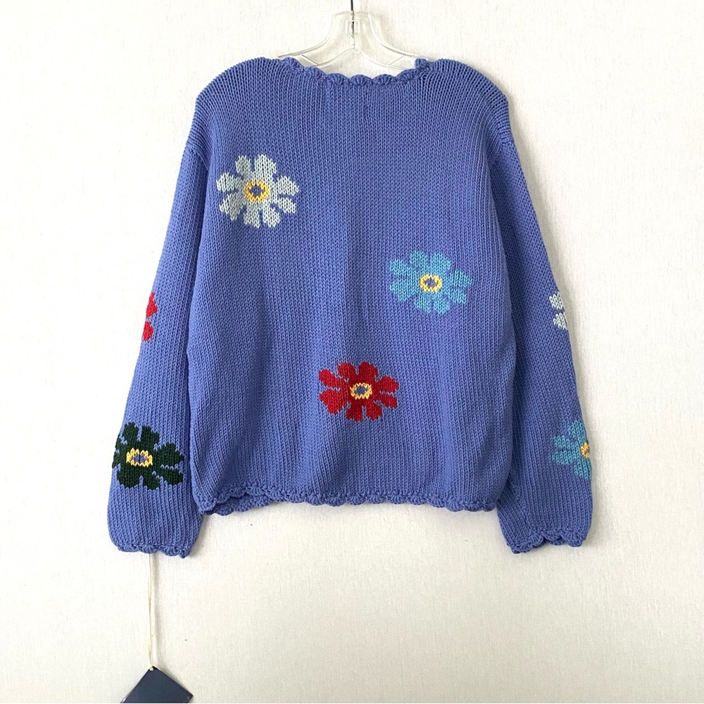 Rate Vintage Rey Wear Hand-Knitted Cotton Multicolour Flower Cardigan - Picture 3 of 9